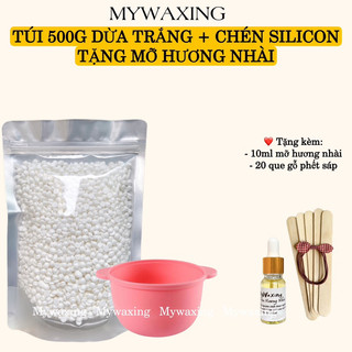 Túi 500g sáp dừa trắng + chén silicon + 10ml mỡ Hương Nhài