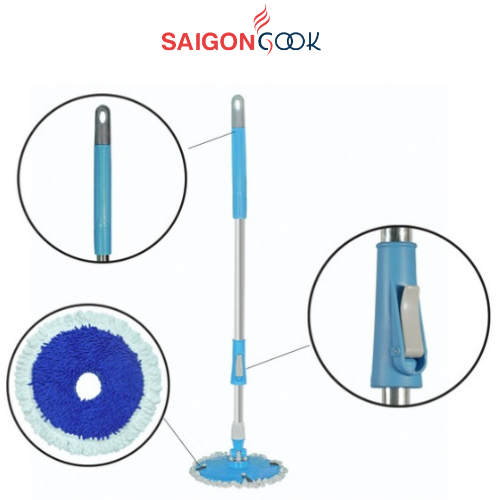 Cây Lau Nhà XMOP PRO Saigoncook Sử Dụng Bông Lau Dán, Có Thể Giặt Máy, Bông Lau Thấm Hút Tốt, Mau Khô