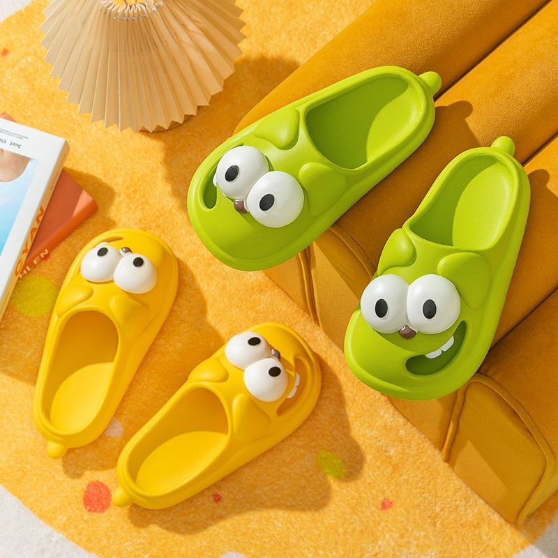 Dép nữ hình chó mắt to siêu mềm, kiểu bánh mì thời trang, đáng yêu, chất liệu EVA