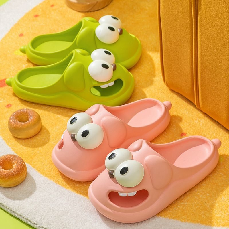 Dép nữ hình chó mắt to siêu mềm, kiểu bánh mì thời trang, đáng yêu, chất liệu EVA