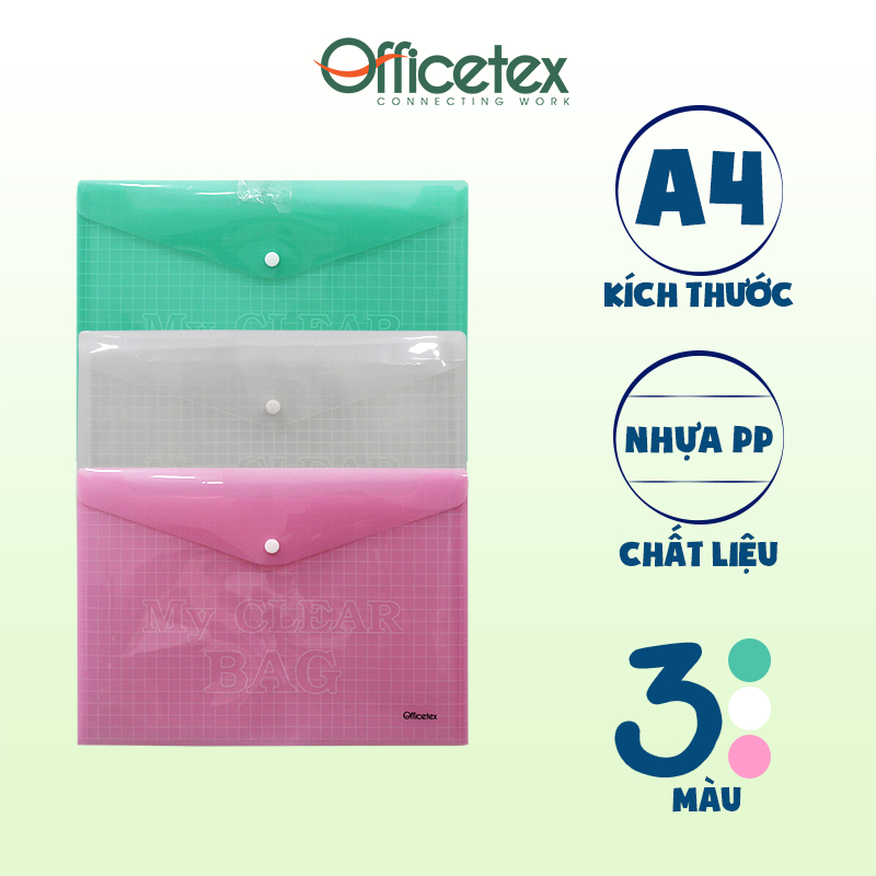 Bìa Nút Officetex khổ A4 OT-MB0001 màu sắc trẻ trung