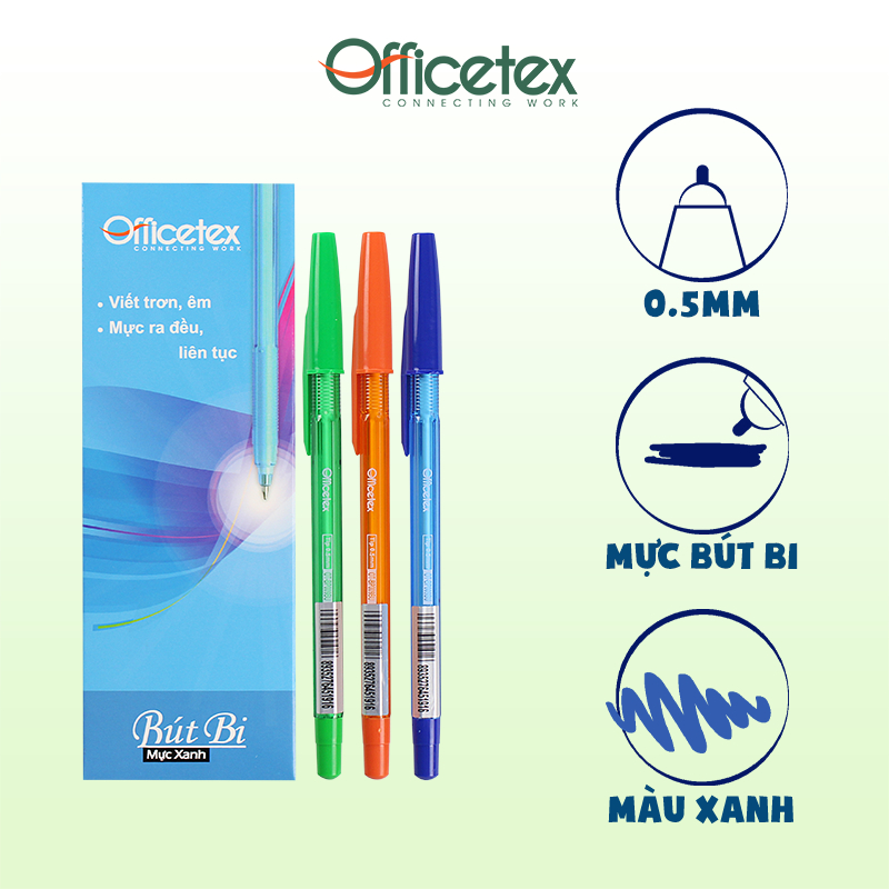 Bút bi Officetex mực xanh OT-BP009BU (1 cây)