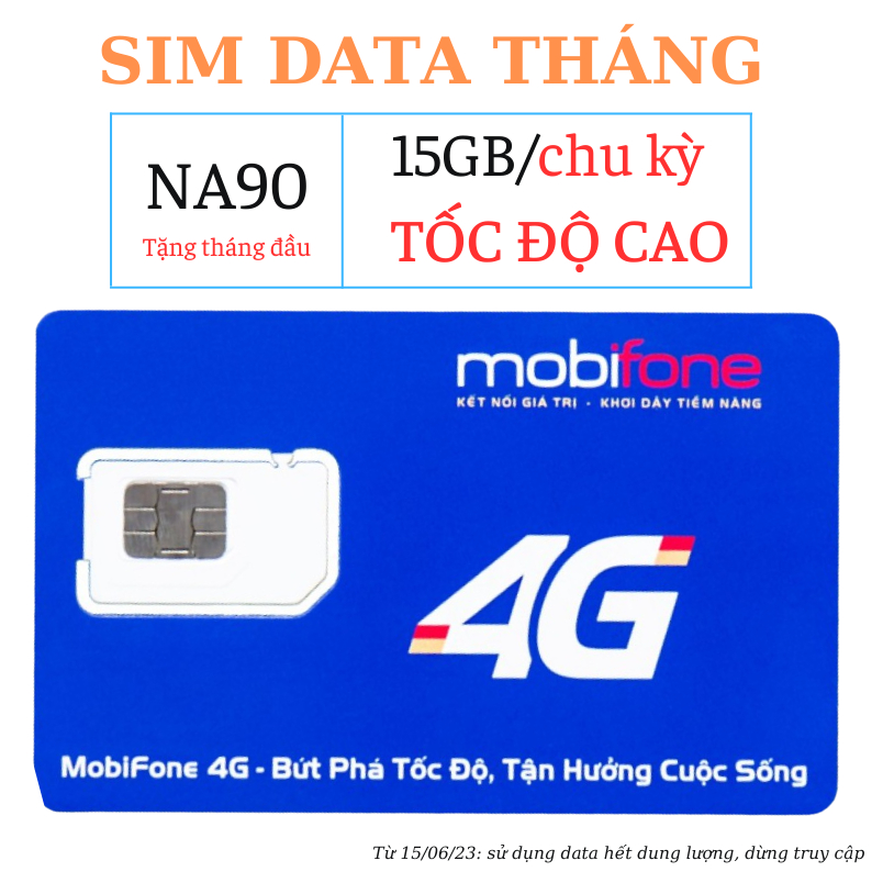 [SIM DATA THÁNG 15GB - NA90] Sim 4G Mobifone 15 GB/ tháng TỐC ĐỘ CAO - 90k/ tháng