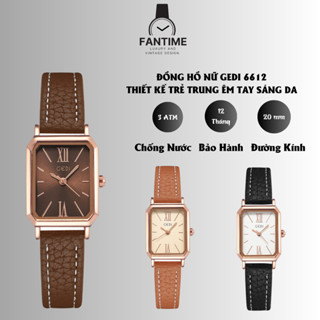 Đồng Hồ Nữ Chính Hãng Chống Nước Dây Da Mặt Vuông Sang Trọng Phù Hợp Tay Nhỏ Bảo Hành 12 Tháng GEDI 6612