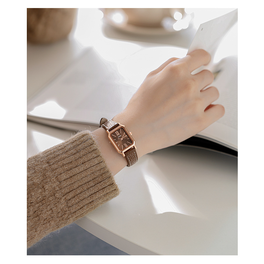 Đồng Hồ Nữ Chính Hãng Chống Nước Dây Da Mặt Vuông Sang Trọng Phù Hợp Tay Nhỏ Bảo Hành 12 Tháng GEDI 6612