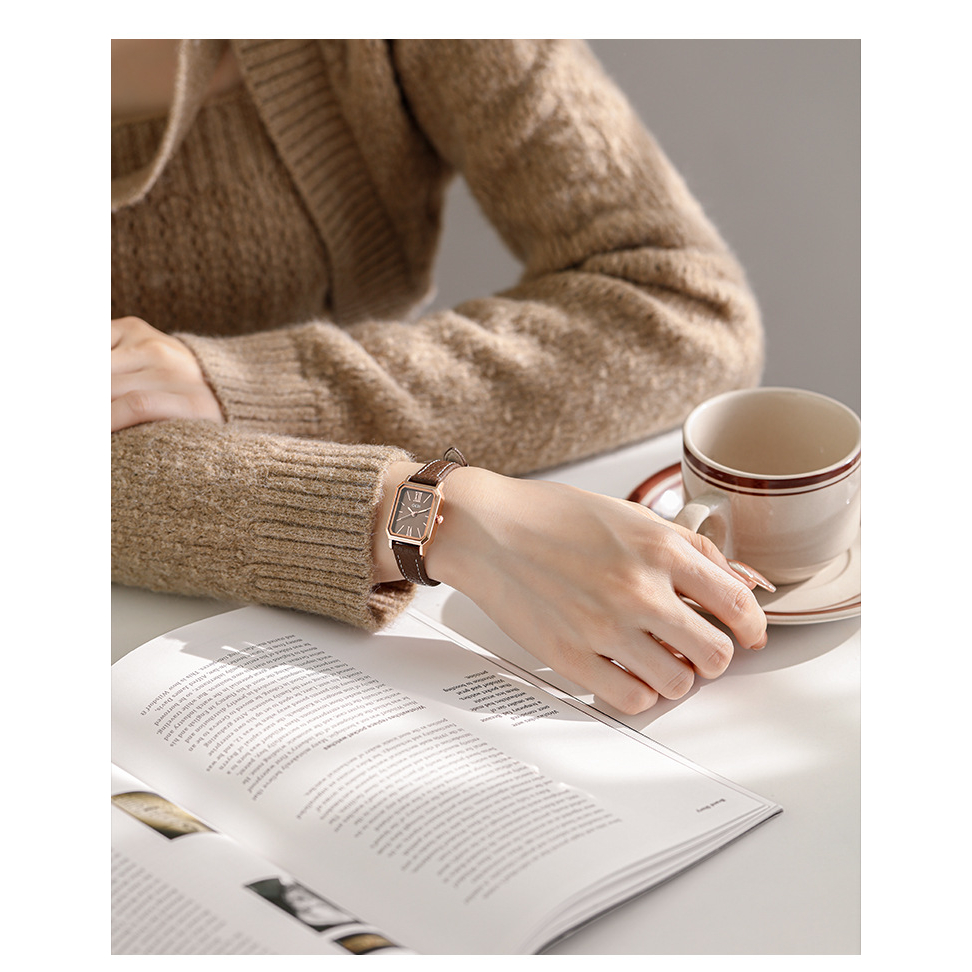 Đồng Hồ Nữ Chính Hãng Chống Nước Dây Da Mặt Vuông Sang Trọng Phù Hợp Tay Nhỏ Bảo Hành 12 Tháng GEDI 6612