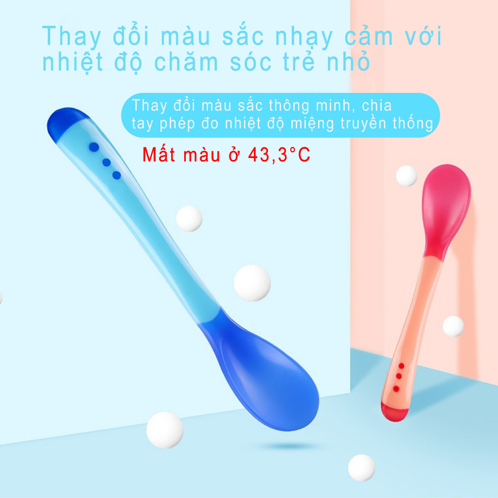 Thìa Silicon Báo Nóng,Muỗng Silicon Mềm Cho Bé Ăn Dặm Giúp Bé Ăn Ngoan