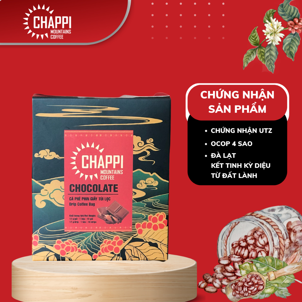 Chappi Specialty Drip Bag Coffee Mix With Chocolate - Chappi Cà Phê Đặc Sản Chocolate Túi Lọc