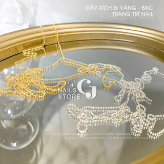 Dây xích bi vàng bạc trang trí nail