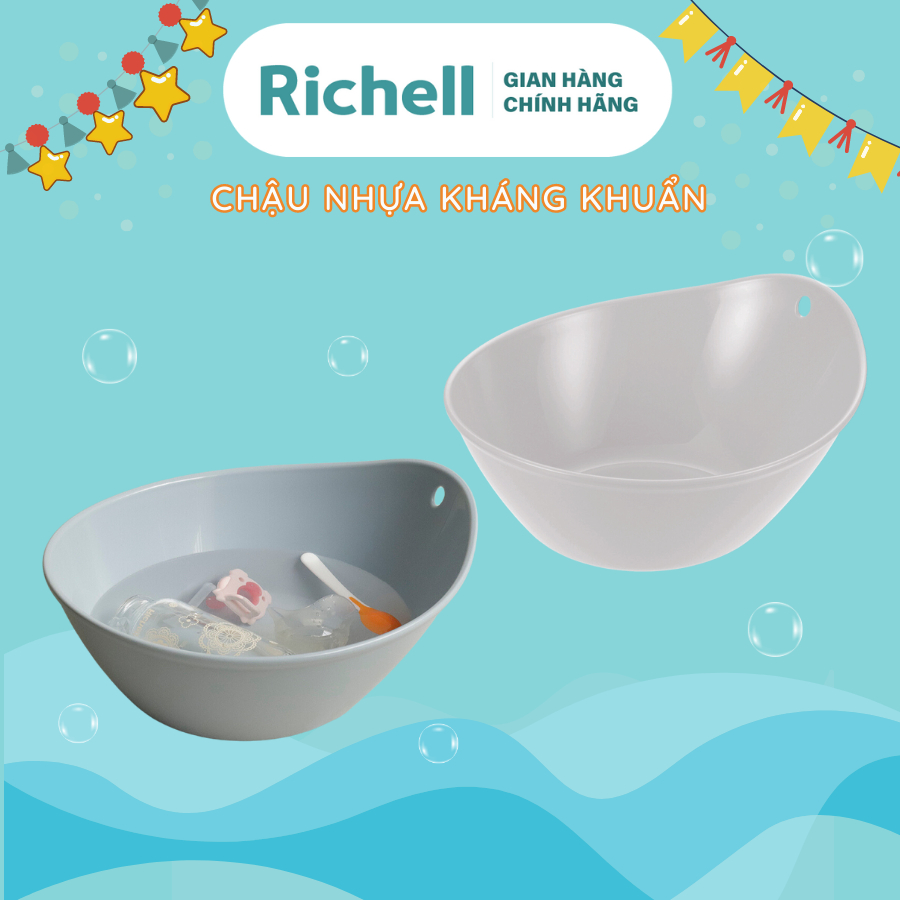 Chậu nhựa kháng khuẩn Richell Nhật Bản thau rửa đồ dùng cho bé chịu nhiệt 120°C | Baby