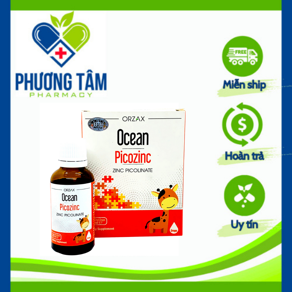 Ocean Picozinc. Giúp bổ sung kẽm, tăng cường sức đề kháng cho bé, phòng ngừa tiêu chảy - 30ml siro nhỏ giọt