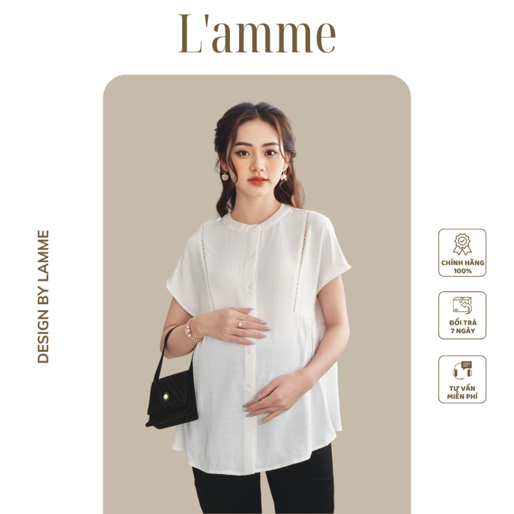 Áo bầu Aiko Shirt chất đũi cao cấp, có mở cúc, thích hợp đi làm thiết kế by LAMME