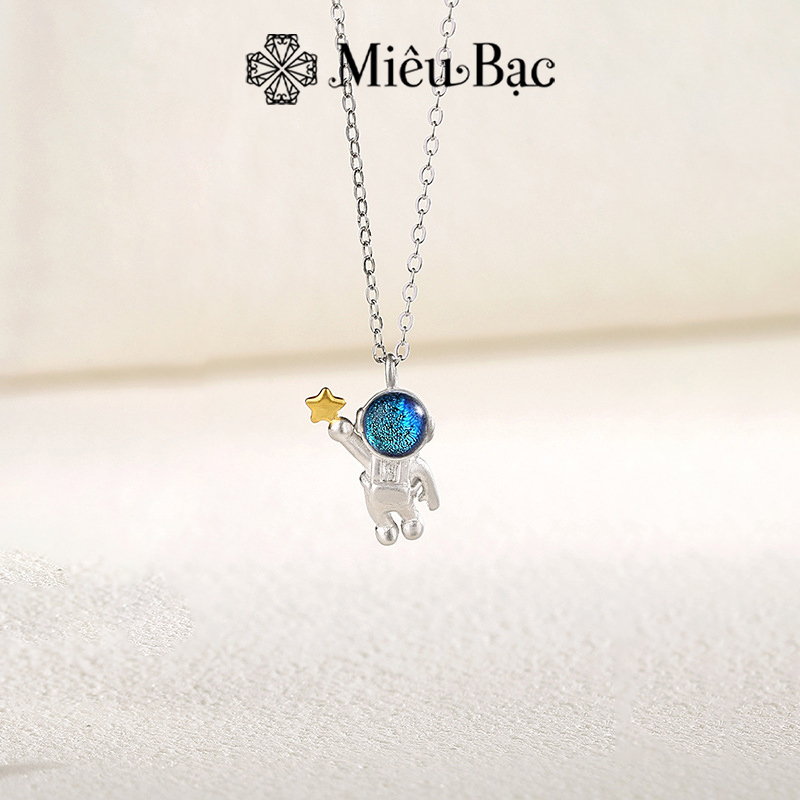 Dây chuyền bạc nữ Miêu Bạc phi hành gia phong cách dễ thương chất liệu bạc 925 phụ kiện thời trang trang sức MD36