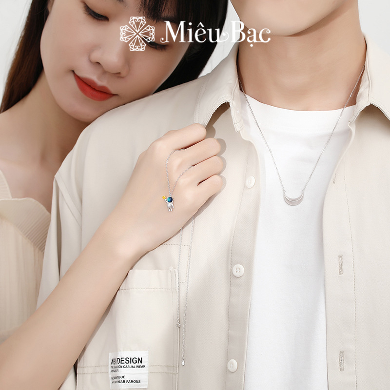 Dây chuyền bạc nữ Miêu Bạc phi hành gia phong cách dễ thương chất liệu bạc 925 phụ kiện thời trang trang sức MD36