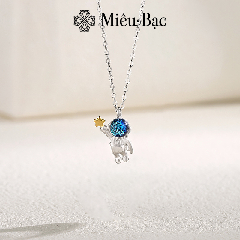 Dây chuyền bạc nữ Miêu Bạc phi hành gia phong cách dễ thương chất liệu bạc 925 phụ kiện thời trang trang sức MD36