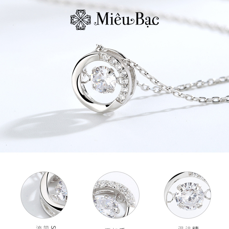Dây chuyền bạc nữ Miêu Bạc Circle mặt tròn đính đá sang chảnh chất liệu bạc 925 phụ kiện thời trang trang sức MD37