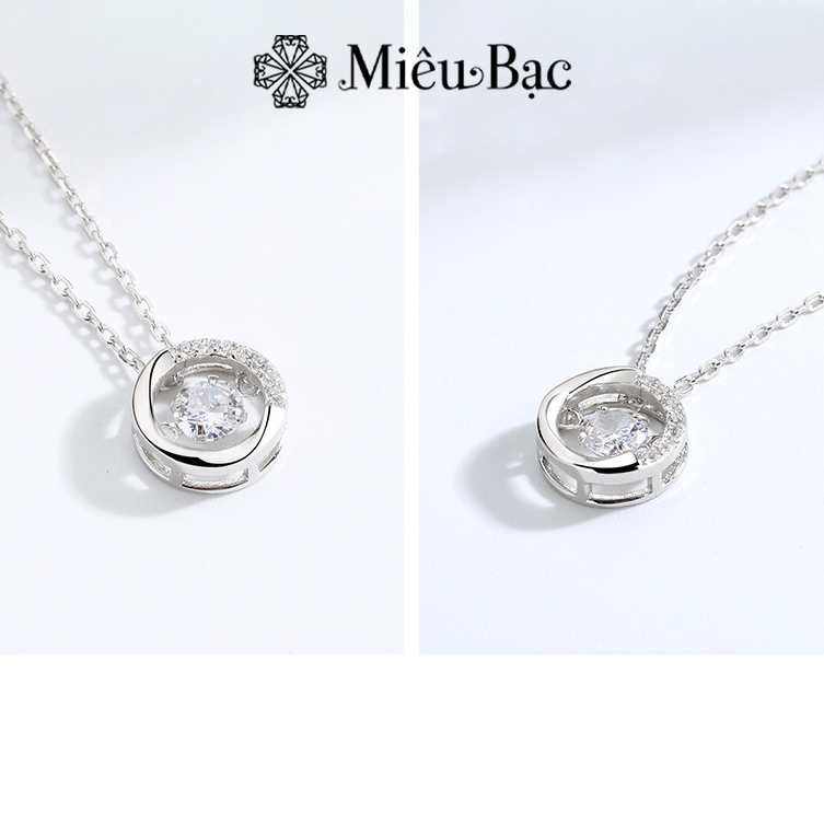 Dây chuyền bạc nữ Miêu Bạc Circle mặt tròn đính đá sang chảnh chất liệu bạc 925 phụ kiện thời trang trang sức MD37