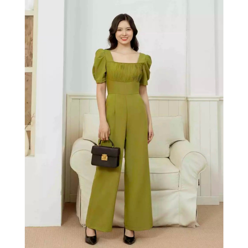 JUMP DÀI ỐNG SUÔNG CỔ VUÔNG NGỰC XẾP LY - YB230607