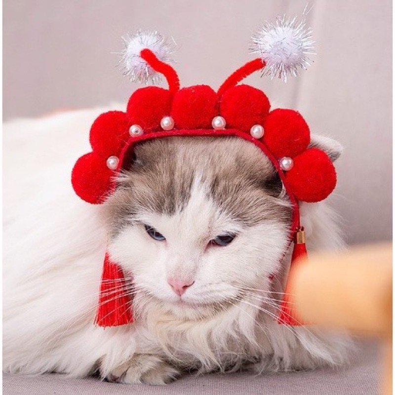 MŨ HÁT KỊCH PEKING OPERA PHONG CÁCH TRUNG HOA CHO THÚ CƯNG CHÓ MÈO