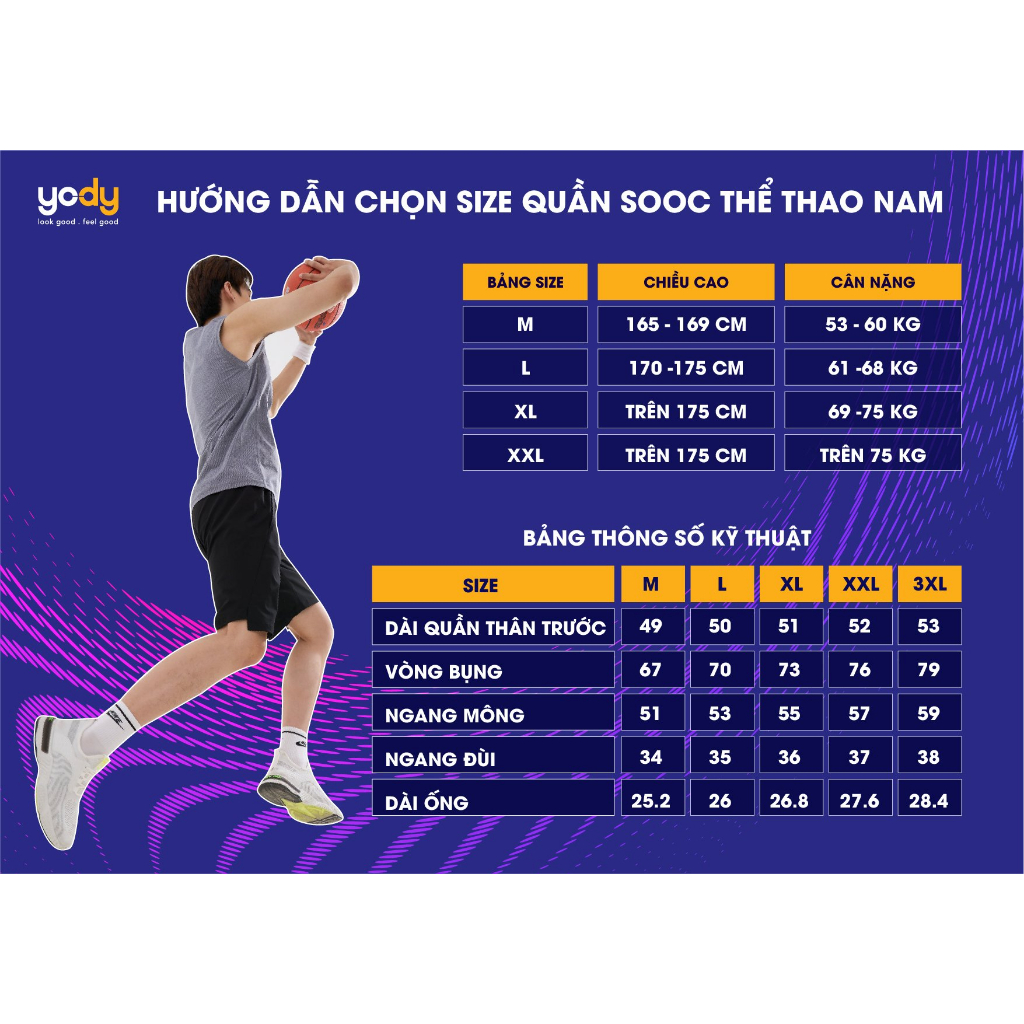 Quần short nam YODy sport kiểu dáng thể thao năng động co dãn thoải mái SQM6021