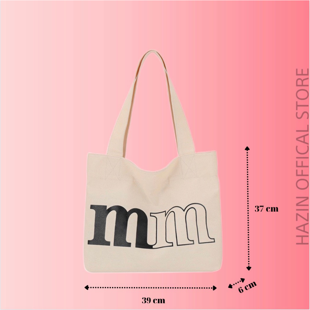 Túi tote HAZIN vải canvas ulzzang unisex đi học đi chơi có khoá miệng ngăn phụ nhỏ đựng vừa khổ a4