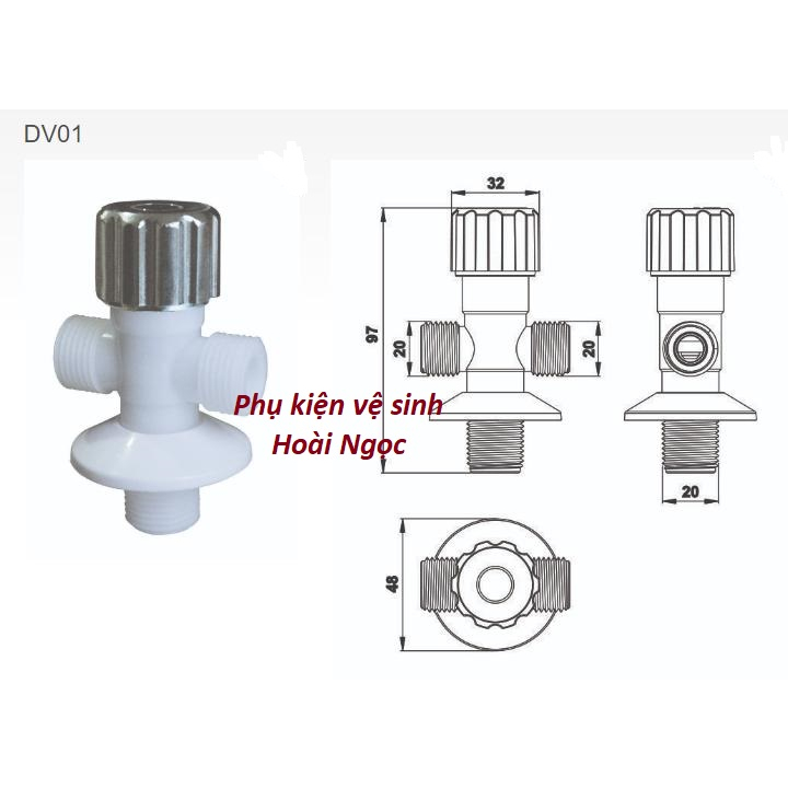 DV01 - Van chia nước, van khoá nước 3 đầu chờ HÙNG ANH
