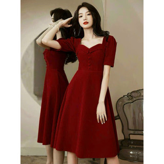 ĐẦM XÒE ĐỎ CỔ PETER NÚT BỌC - YB230613
