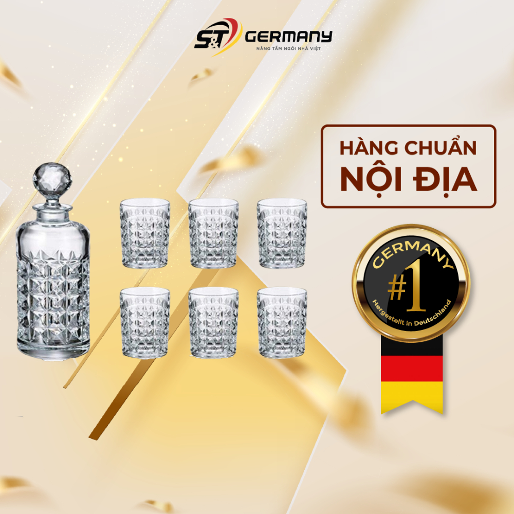 Bộ Bình Rượu Kim Cương Nội Địa Séc Bohemia Diamond Và 6 Cốc 230ml Nội Địa Đức | Germany 520036