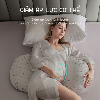 Gối bầu cánh tiên chữ u cao cấp oogaa hỗ trợ giảm đau lưng cho mẹ bầu, gối chống mỏi lưng đỡ bụng cho bà bầu ngủ ngon