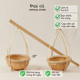 [Phụ Kiện Trang Trí Decor] Thúng Tre, Quang Gánh Tre Mini TRẠI CÁ Quà Tặng, Trang Trí Nhà Cửa, Nhà Hàng, Khách Sạn