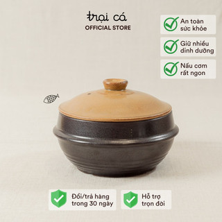 [CN02] Nồi Gốm Nấu Cơm Kho Cá Có Nắp Màu Vàng TRẠI CÁ HOME - Giữ Nhiệt Tốt, Hàng Xuất Khẩu Cao Cấp