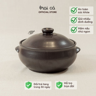 [CN01] Nồi Gốm Nắp Đen Dưỡng Sinh Hầm, Nấu TRẠI CÁ HOME Hàng Xuất Khẩu Cao Cấp