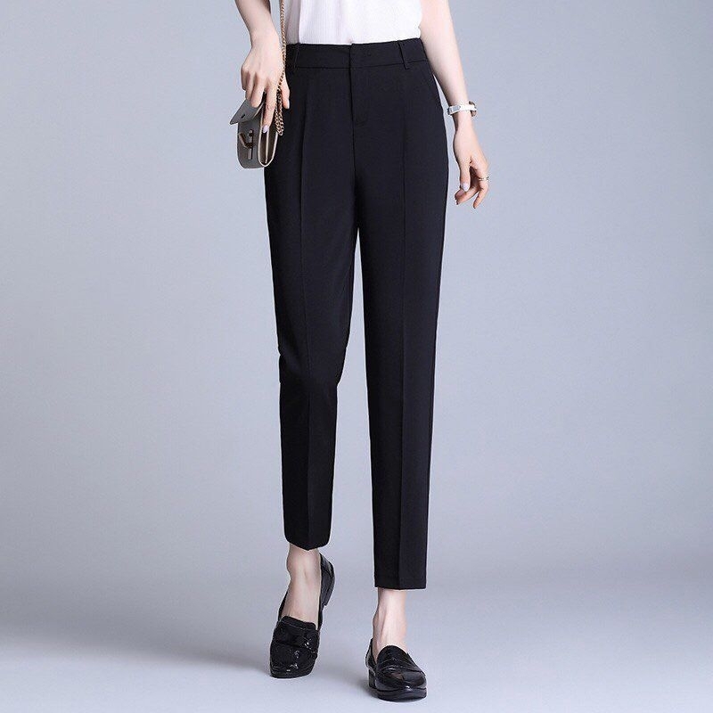 Quần baggy nữ  cạp cao công sở  vải trượt Thái hàng vnxk mã BSK