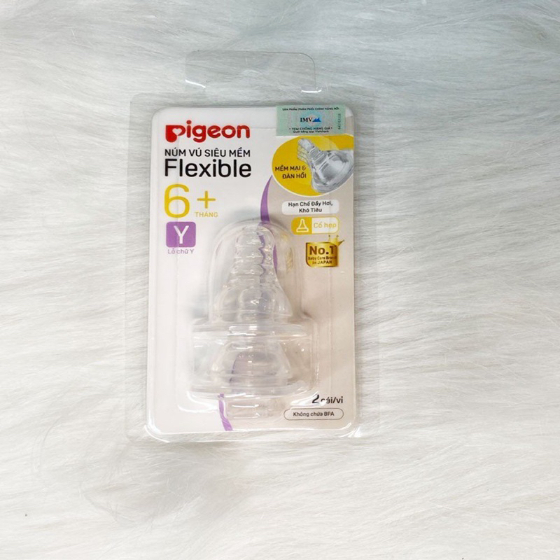 Núm ty Pigeon siêu mềm cổ thường  silicone an toàn cho bé không BPA