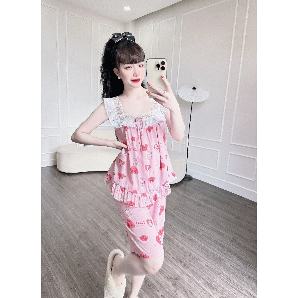 Bộ đồ ngủ nữ Vy Linh cao cấp chất liệu lụa xước và đũi mềm mại thoáng mát, thấm hút mồ hôi cực tốt S986