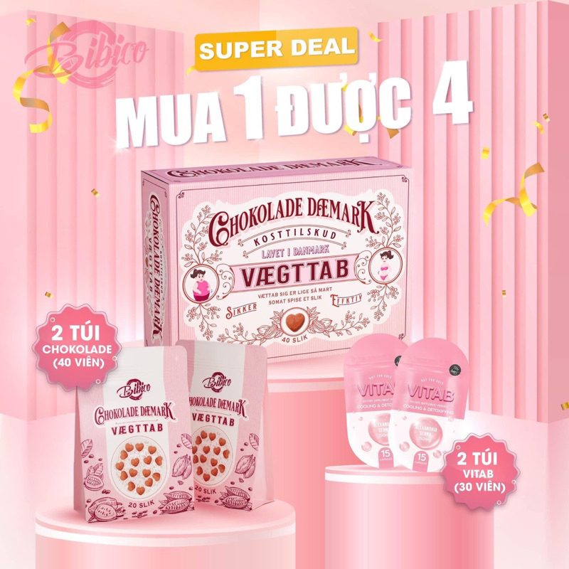 Socola Giảm Cân Đan Mạch Hồng Chokolade Dfemark  40 viên