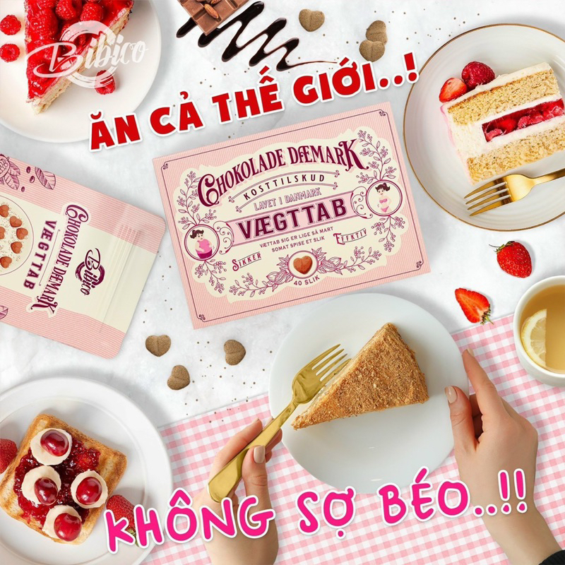 Socola Giảm Cân Đan Mạch Hồng Chokolade Dfemark  40 viên