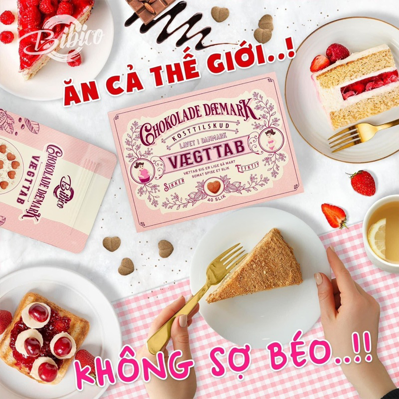 Socola Giảm Cân Đan Mạch Hồng Chokolade Dfemark  40 viên