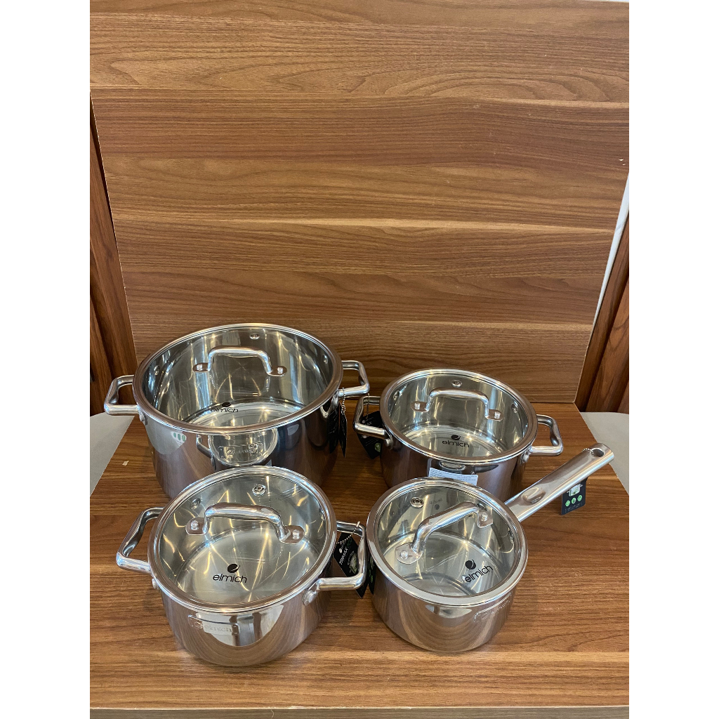 Bộ 4 Nồi Inox Liền Đáy Elmich Trimax ECO EL-8005 size 18, 20, 26 Quánh 16cm