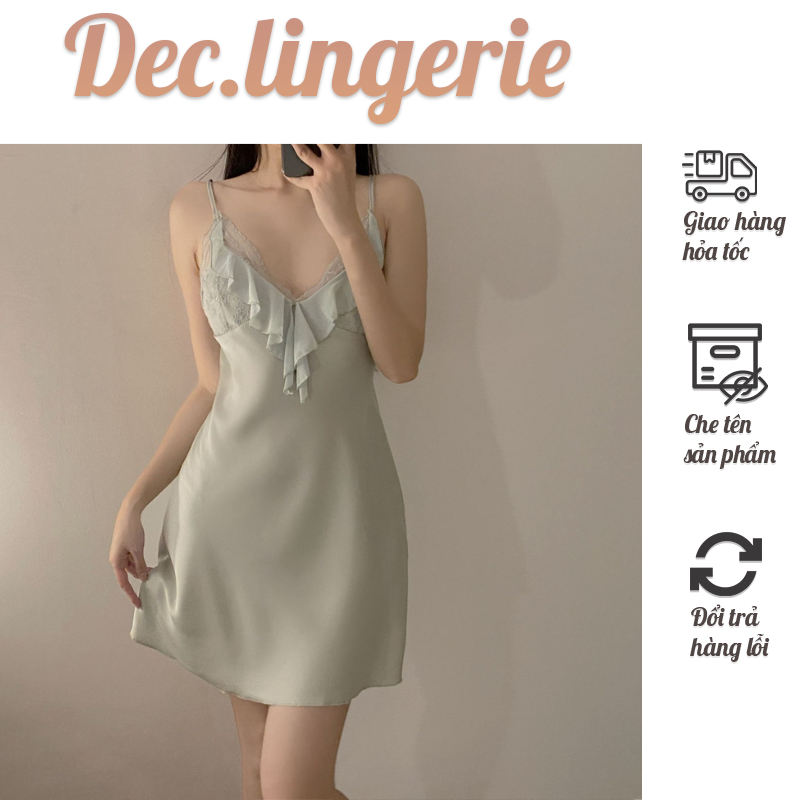 Váy ngủ sexy lụa có đệm ngực cao cấp Đầm mặc nhà gợi cảm quyến rũ V06