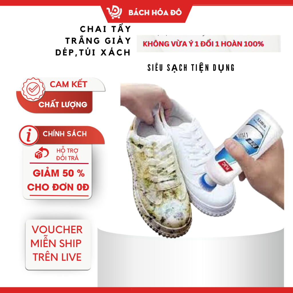 Chai tẩy trắng giày dép túi xách Plac - đầu bàn chải Shop Bách Hóa Đô