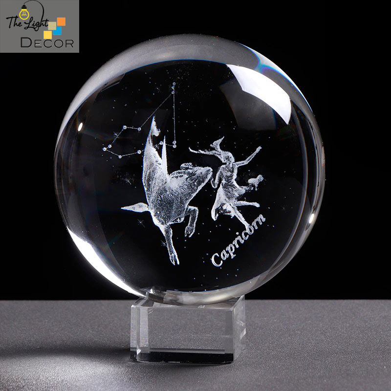 Quà Tặng Sinh Nhật Tháng 1 🎁 🎁 🎁 Quả Cầu Pha Lê Capricorn Crystal Ball 3D LED Cung Ma Kết