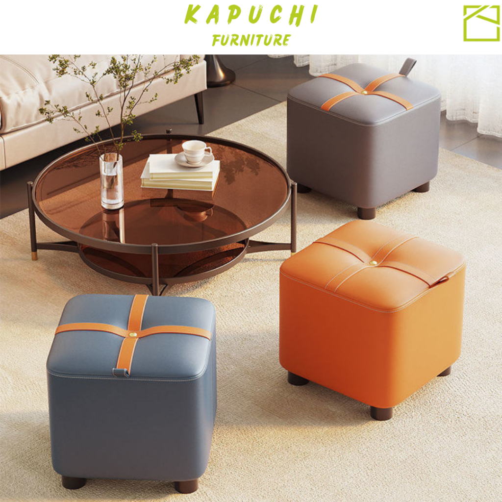 Ghế Đôn Da Simili Cao Cấp Ghế Phòng Khách Bàn Sofa KAPUCHI - KC16