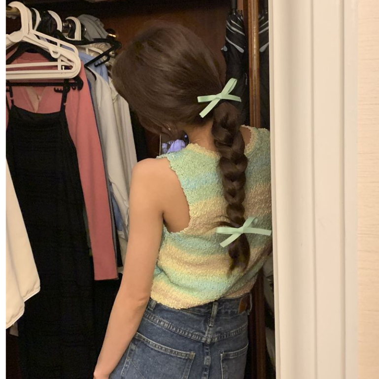 Set 2 kẹp nơ ruy băng 7cm tết tóc kẹp mái ngọt ngào dễ thương Tatitava