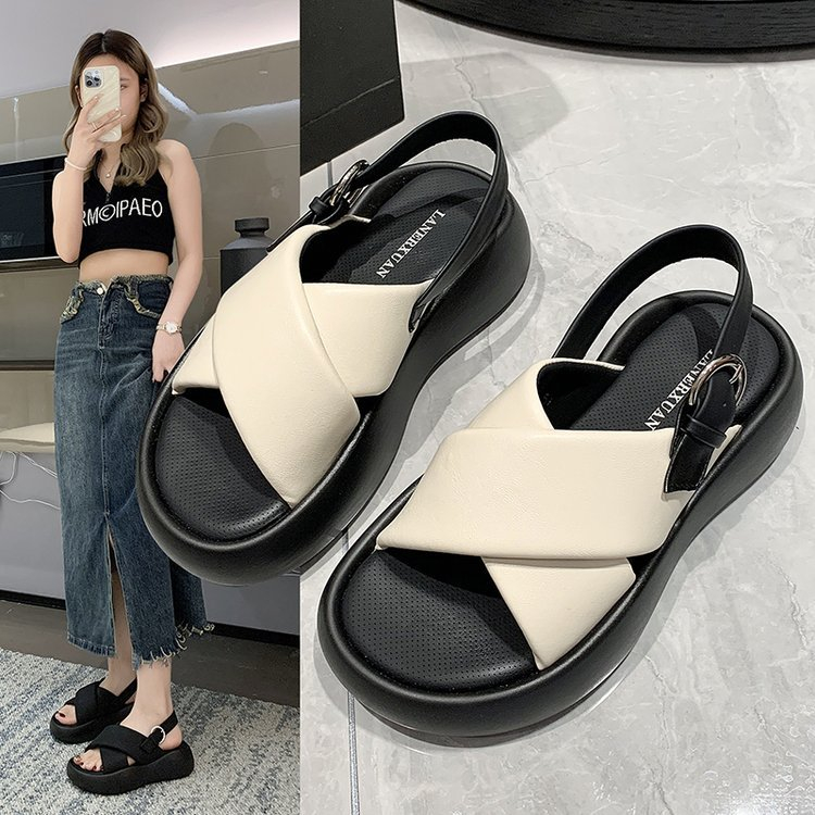 Sandal nữ quai ngang đế cao LANER 2023 xinh xắn fullbox