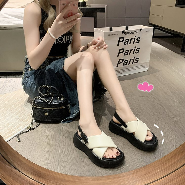 Sandal nữ quai ngang đế cao LANER 2023 xinh xắn fullbox
