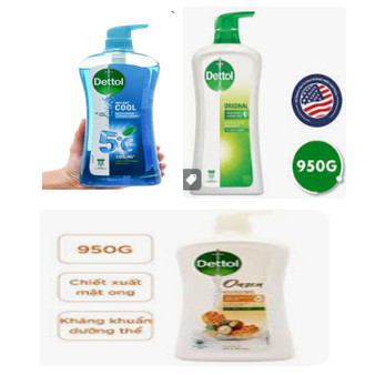 Bộ quà tặng Sữa tắm Dettol kháng khuẩn và dưỡng thể – Chai 950g ( tặng kèm bông tắm) date T11/2023