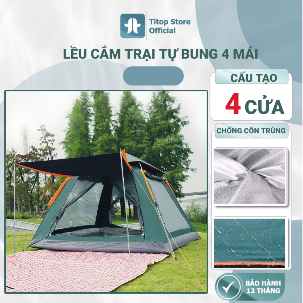 Lều cắm trại tự bung, lều dã ngoại 4 - 5 người shop_titop , thiết kế hiện tại hệ thống của thông thoáng