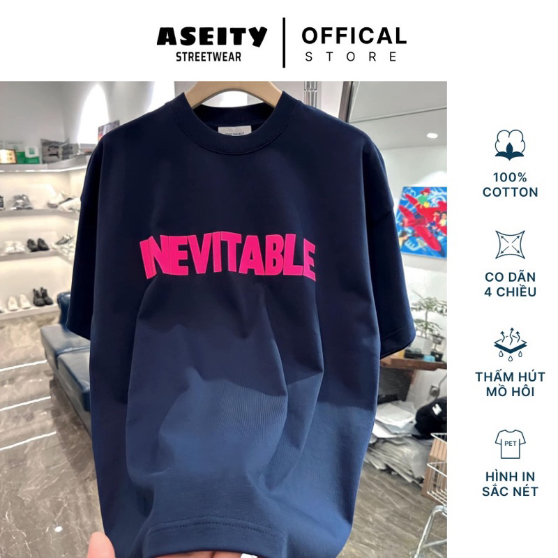 Áo thun unisex fom vừa, local brand, cotton 100%,inevitable