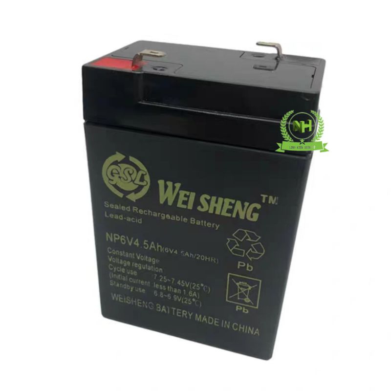 Ắc Quy 6V4.5AH Cân điện tử Cân sàn Cần cẩu Cân trẻ em Xe điện Pin xe máy